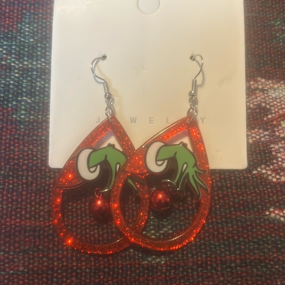 The Grinch Holiday Teardrop Earrings Multicolor Christmas Dangle Hook - Picture 2 of 6
